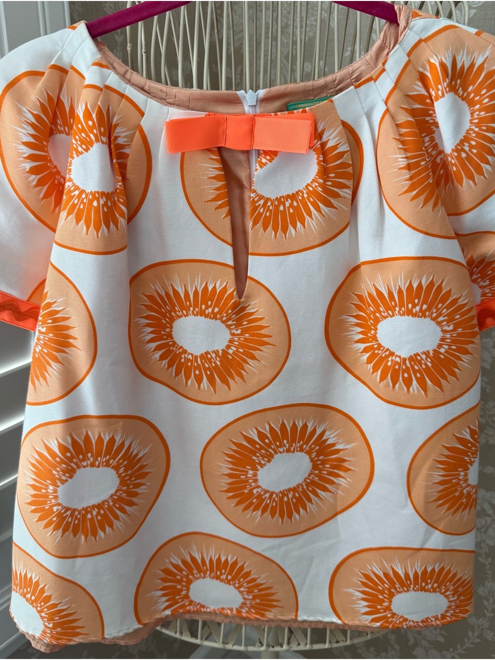Jules Reid silk Orange slices Print Short Sleeve Top
